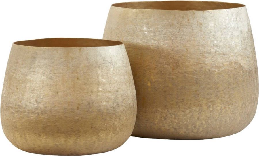 Light & Living Bloempot (set 2 Stuks) Genolu Goud Metaal Goud 37x50x50cm (hxbxd)