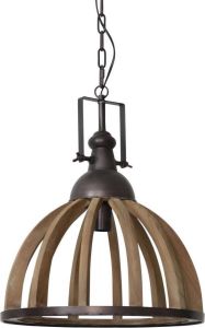 Light & Living Djem hanglamp | landelijk | Ø45 cm | met ketting | hout | bruin