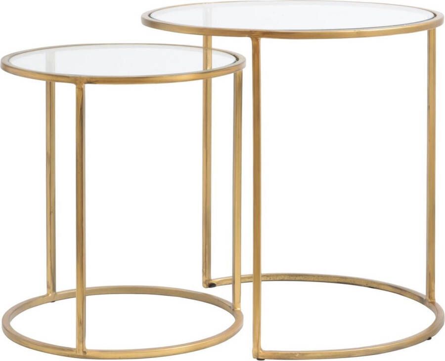 Light & Living Duarte Ronde Bijzettafel Antiek Goud Set 2 Ø40x45 + Ø50x52 cm