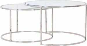 Merkloos Sans marque Light & Living Duarte Ronde Salontafel Set van 2 Ø75 en Ø65 cm Zilver