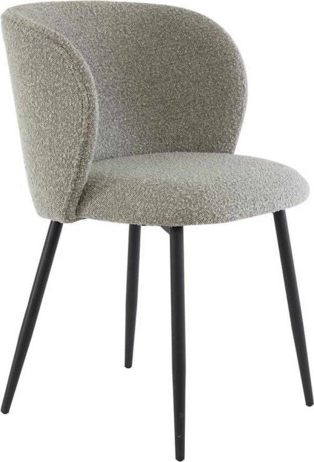 Light & Living Light&Living Eetkamerstoel 56x55x79 cm ELYNA bouclé grijs bruin-mat zwart