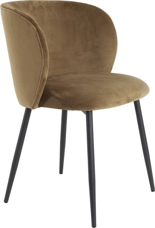 Light & Living Light&living Eetkamerstoel 56x55x79 cm ELYNA velvet bruin-mat zwart