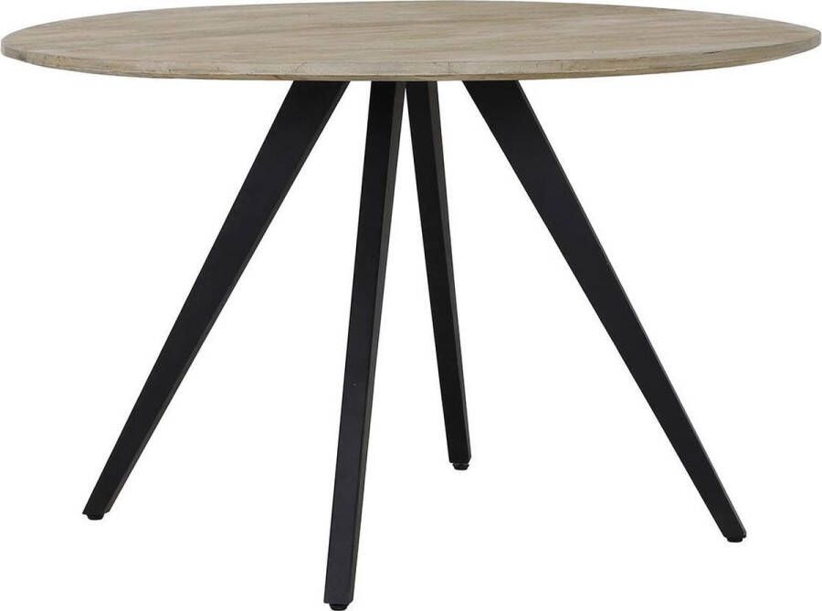 Light & Living Eettafel Magnifera Hout Zwart Ø120cm Modern Landelijk