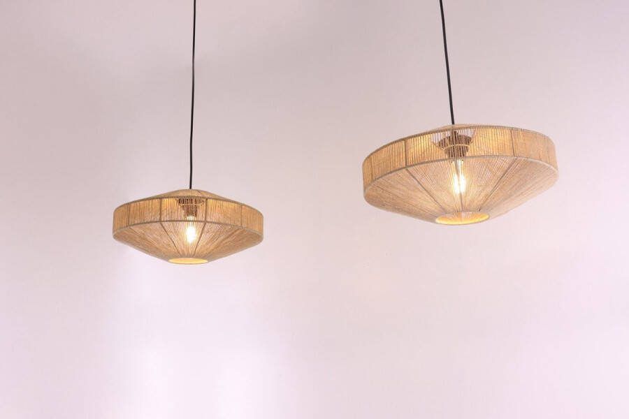 Light & Living Hanglamp 2 lichts Light&Living Lyra touw 125cm