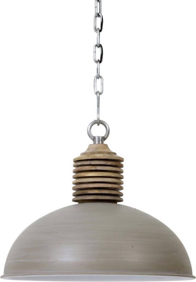 Light & Living Hanglamp AVERY Ø52x43 cm beton wit kop hout naturel