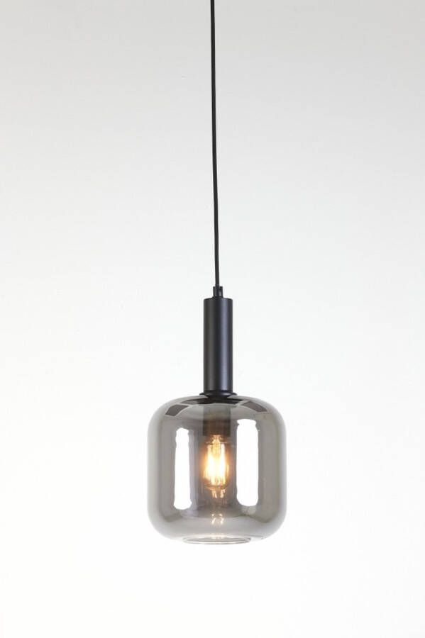 Light & Living Hanglamp Lekar Glas Zwart 21 x 37 x 21 cm (BxHxD)