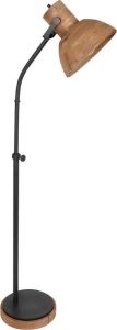 Light & Living Imbert vloerlamp | 190 cm hoog | draai- en kantelbaar | E27 | houten kap | zwart