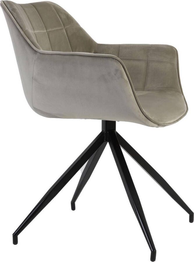 Light & Living Light&living Eetkamerstoel 62x52x81 cm JAIMY velvet licht grijs+zwart