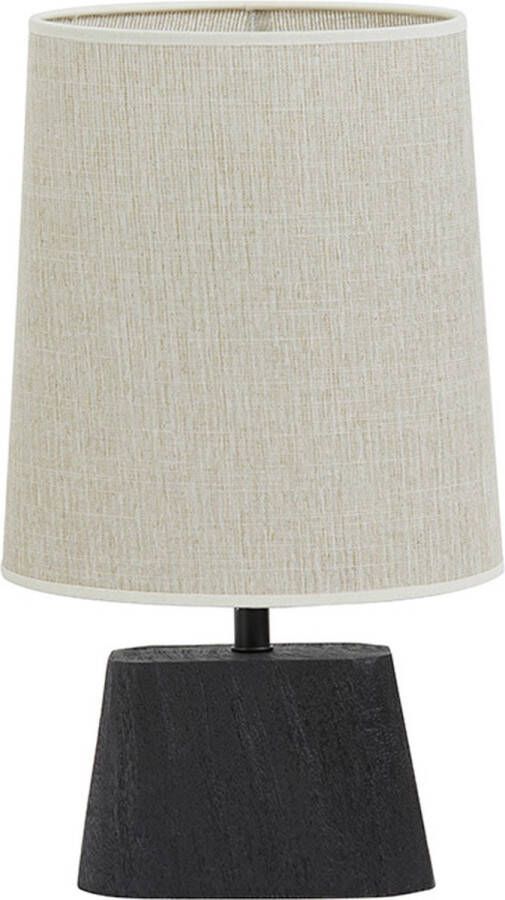 Light & Living Kardan Tafellamp zwart hout met kap parel wit h: 43cm Modern