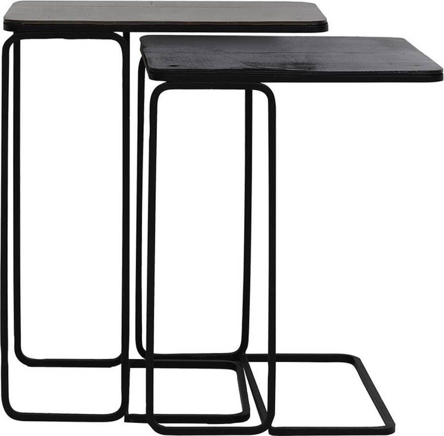 Light & Living Laja Vierkante Bijzettafel Antiek koper Antiek Brons 40x40x51 + 46x31x57cm