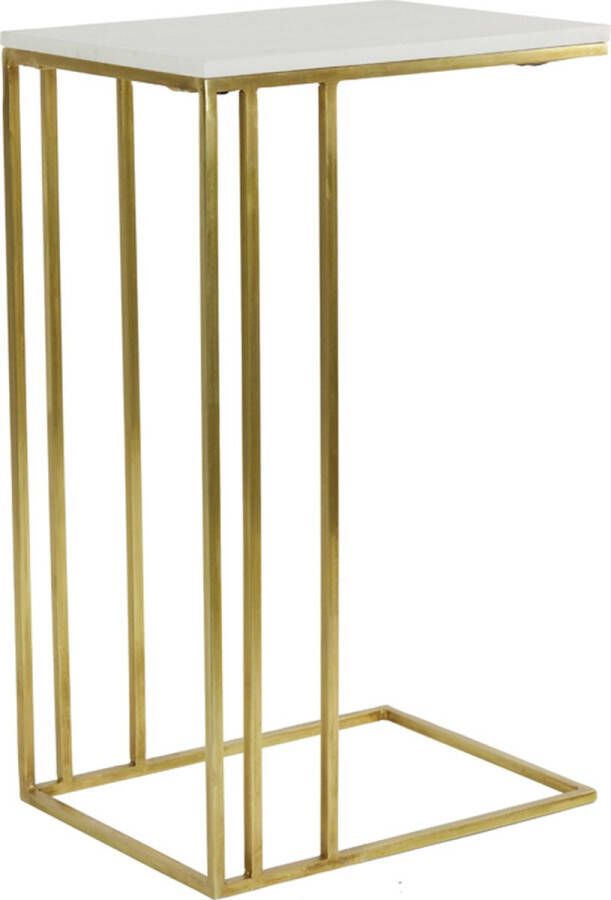 Light & Living Light&living Bijzettafel 41x31x66 cm ROSHAN wit marmer+antiek brons
