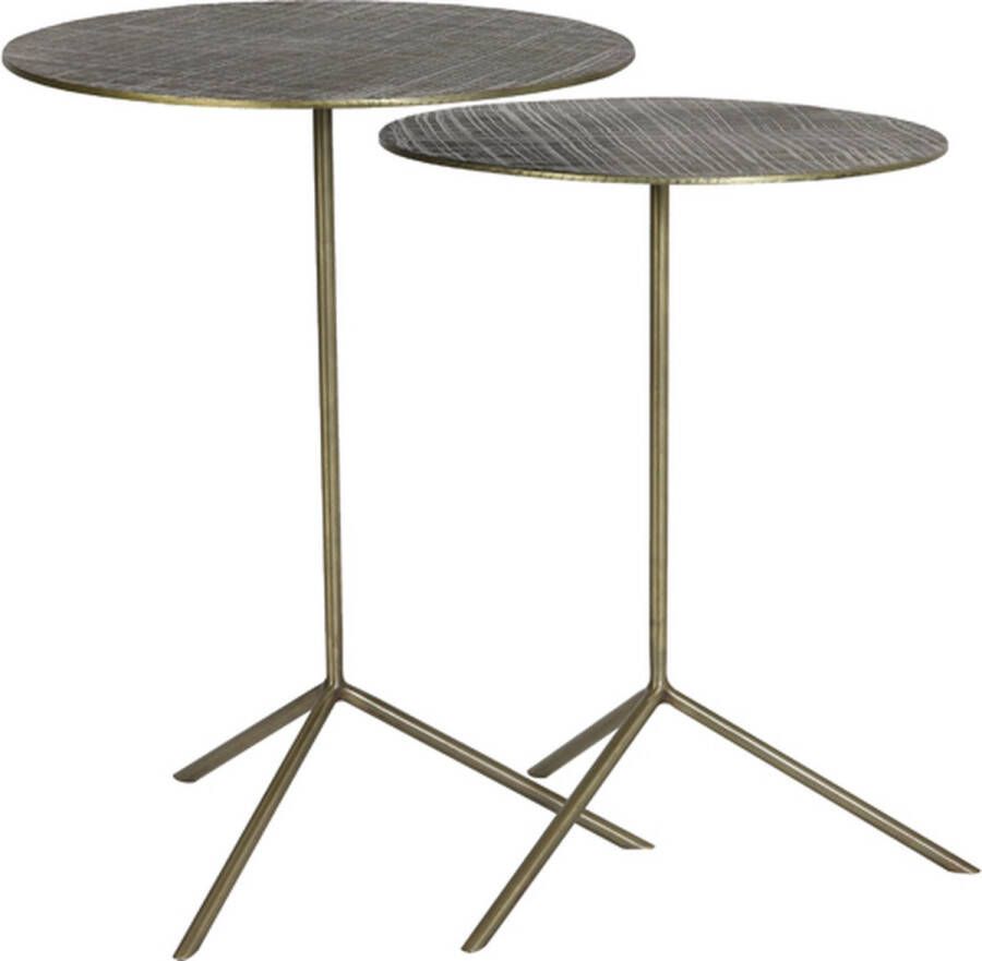 Light & Living Light&living Bijzettafel S 2 Ø36x48+Ø39x52 cm PELARCO antiek brons