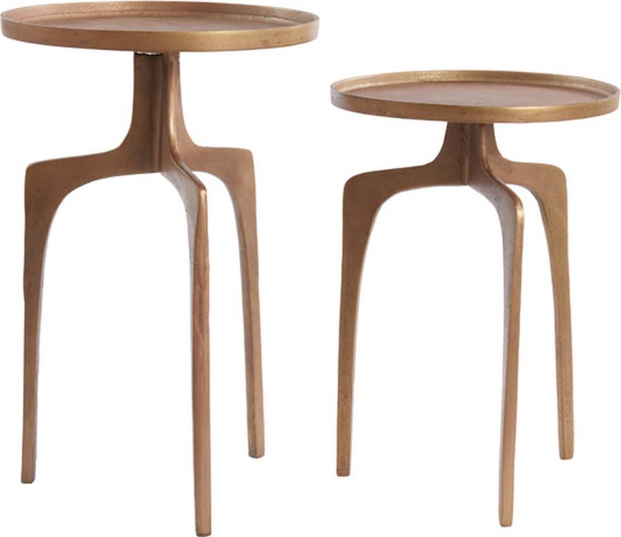 Light & Living Light&living Bijzettafel S 2 Ø38x54+Ø41x63 cm PANO bruin brons