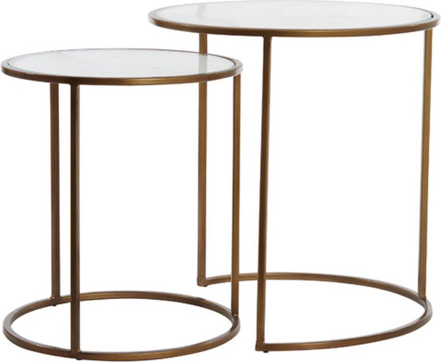 Light & Living Light&living Bijzettafel S 2 Ø40x45+Ø50x52 cm FERATI glas helder+goud
