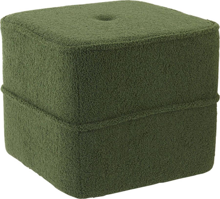 Light & Living Light&living Poef 40x40x35 cm KIKI teddy donker olijf groen