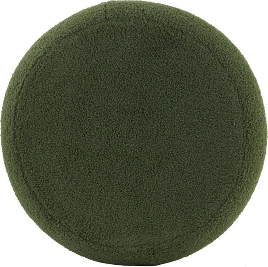 Light & Living Light&living Poef Ø40x45 cm KIMI teddy donker olijf groen+goud