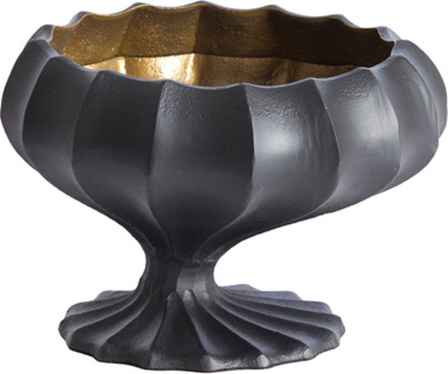 Light & Living Light&living Pot deco op voet 18x17x31 cm MIKIE mat zwart+antiek brons