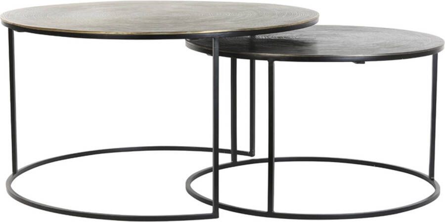 Light & Living Light&living Salontafel S 2 Ø61x37+Ø76x41 cm PRIMO zwart-brons+mat zwart