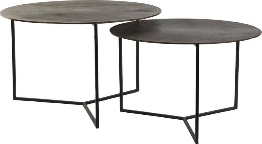 Light & Living Light&living Salontafel S 2 Ø65x40 5+Ø75x46 5 cm SOCOS olie brns+mat zwrt