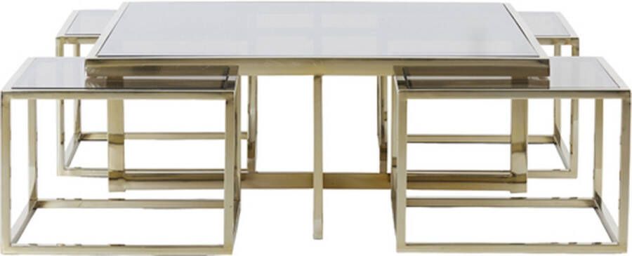 Light & Living Light&living Salontafel S 5 100x100x40 cm MACARA glas bruin+licht goud