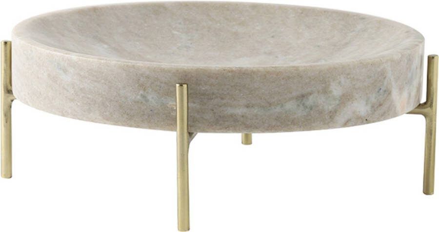 Light & Living Light&living Schaal op voet Ø27x9 cm ELSEMIEK bruin-wit marmer+goud