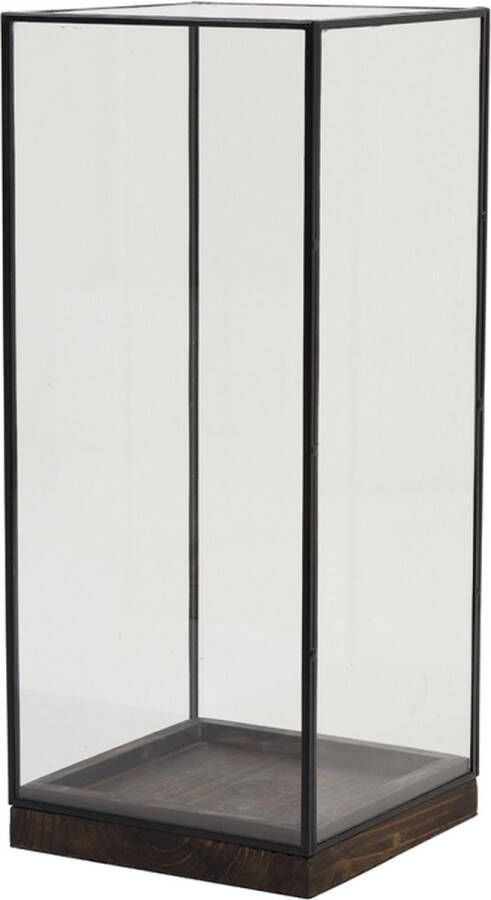 Light & Living Light&living Stolp 20x20x45 cm ASKJER hout bruin+zwart+glas