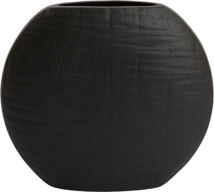 Ja Vaas Mayora Zwart Metaal Mat Zwart 25x31x8cm (hxbxd) Woonexpress