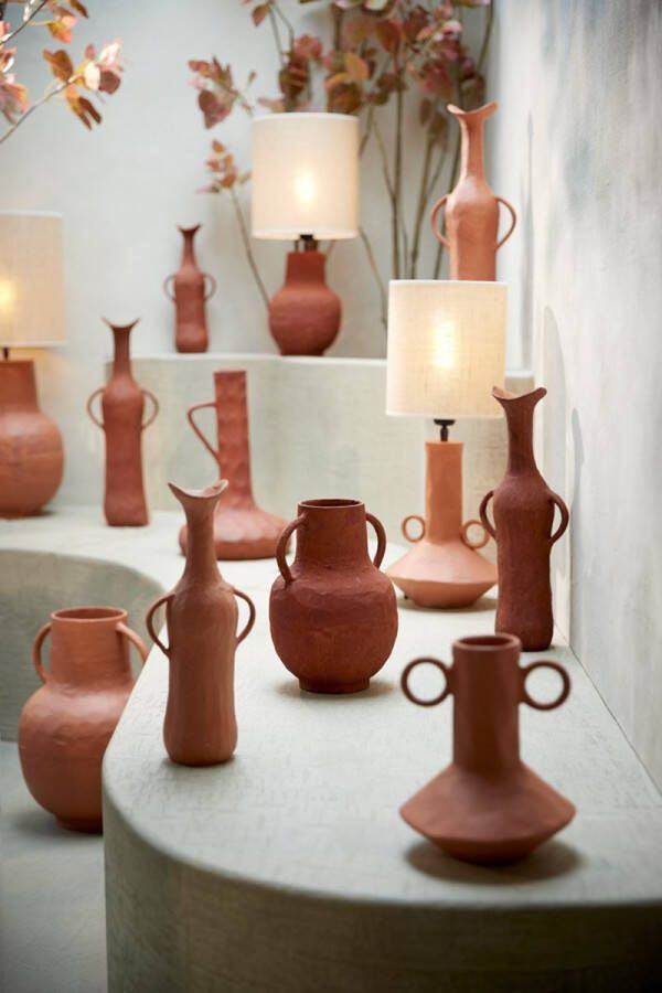 Light & Living Light&living Vaas deco 17x11x50 5 cm ANCONI steenrood