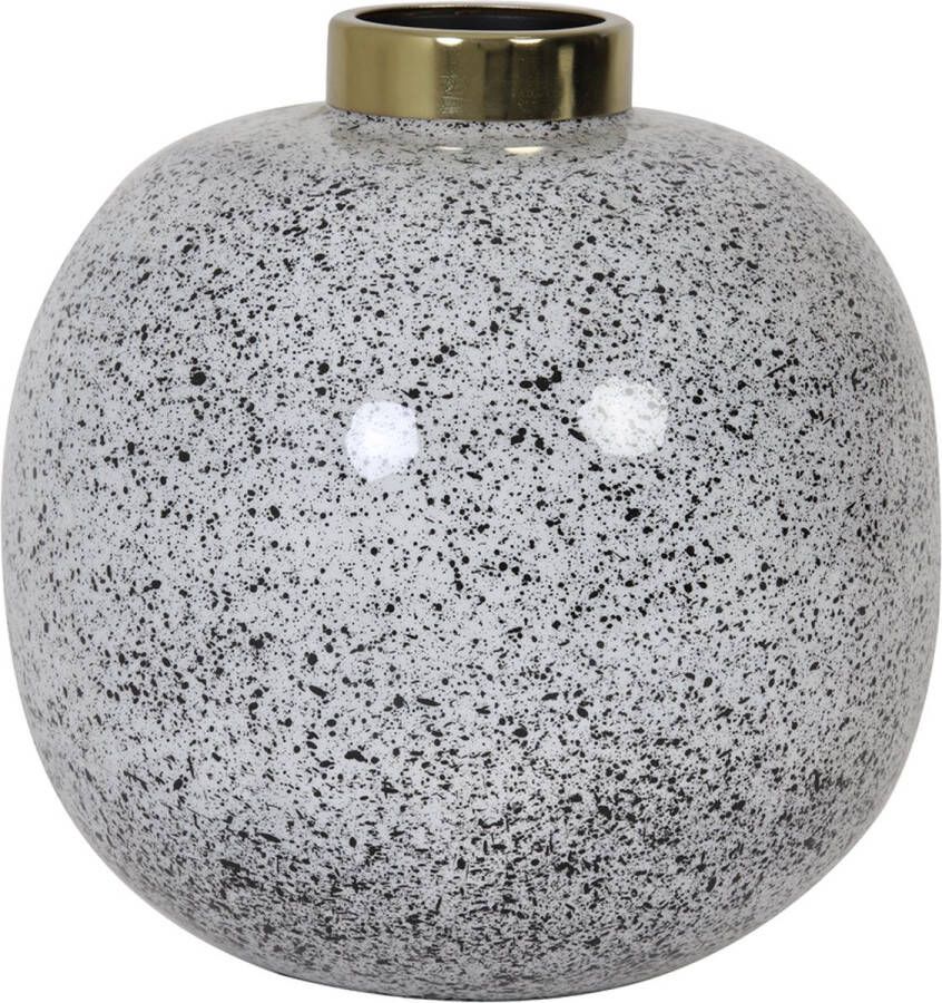 Light & Living Vaas Chow Wit Metaal Wit Zwart Goud 26x26x26cm (hxbxd) Woonexpress