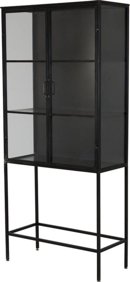 Light & Living Light&living Vitrinekast 91x41x200 cm NENA antiek zwart