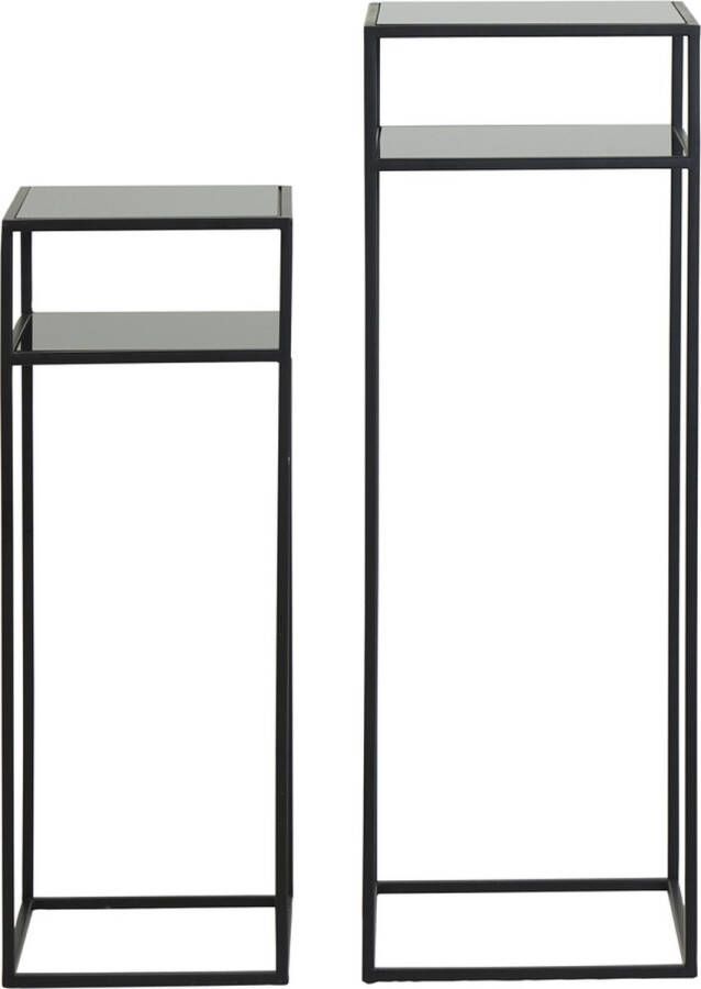 Light & Living Light&living Zuil S 2 30x30x80+35x35x100 cm BILO mat zwart+glas zwart