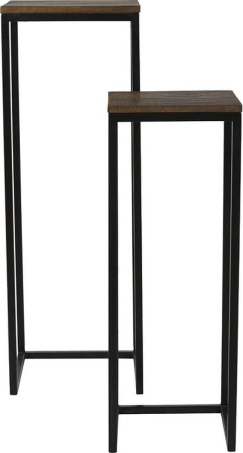 Light & Living Light&living Zuil S 2 30x30x83+36x36x103 cm BRYSON hout bruin-zwart