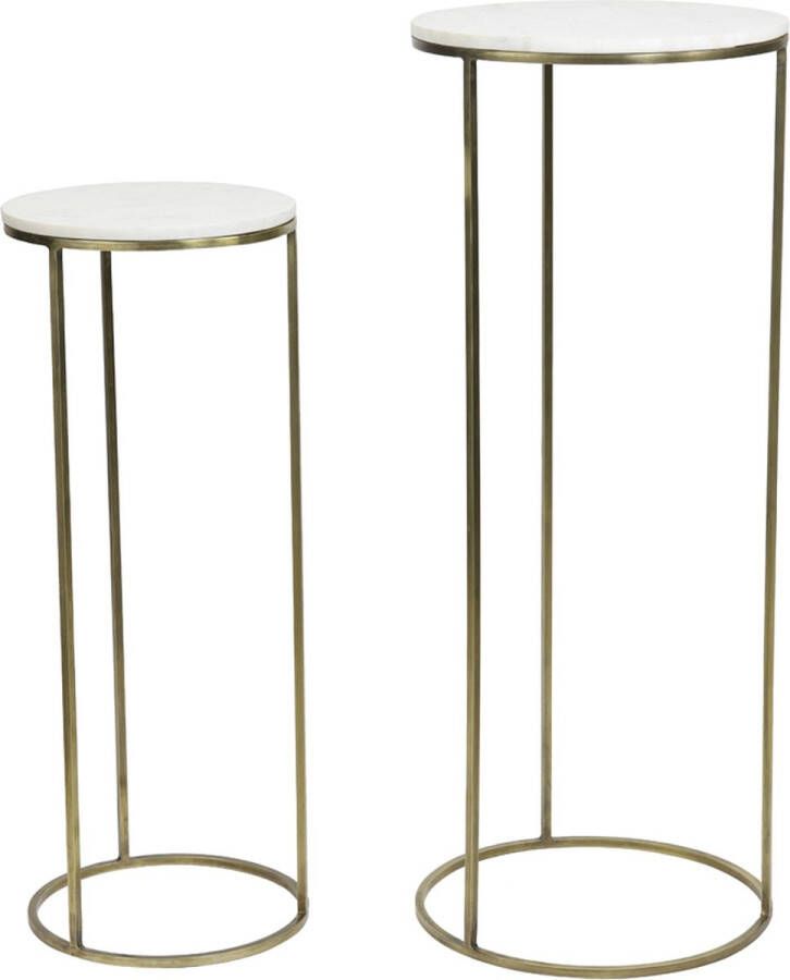 Light & Living Light&living Zuil S|2 Ø32x82+Ø41x102 cm RICARDO wit marmer+ant. brons - Foto 2