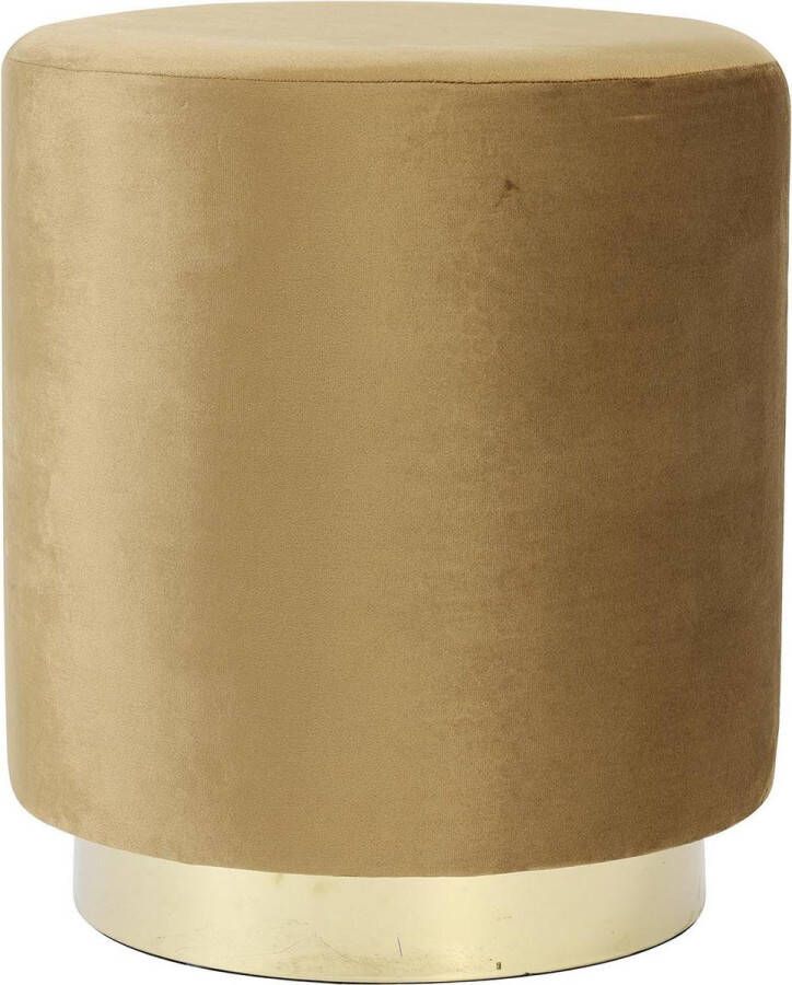 Light & Living Light&living Poef Ø40x44 cm NADIEN velvet bruin+goud