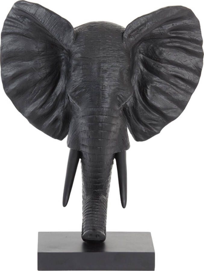 Light & Living Ornament op Voet Ornament Olifant Ornament voor binnen Decoratieve Accessoires Woonaccessoires Woondecoratie Mat Zwart 38.5X19.5X49CM