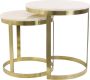 Light & Living Perlato Ronde Salontafel Marmer Wit Antiek Brons Set 2 Ø41x46 + Ø49x52cm - Thumbnail 1