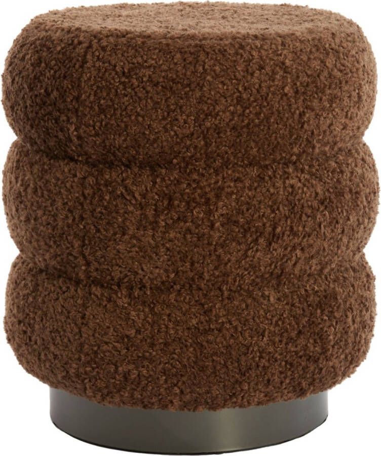 Light & Living Light&living Poef Ø40x45 cm JOBBI beige+mat zwart