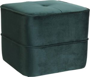 Light & Living Poef 'Kiki' mat velvet donkergroen