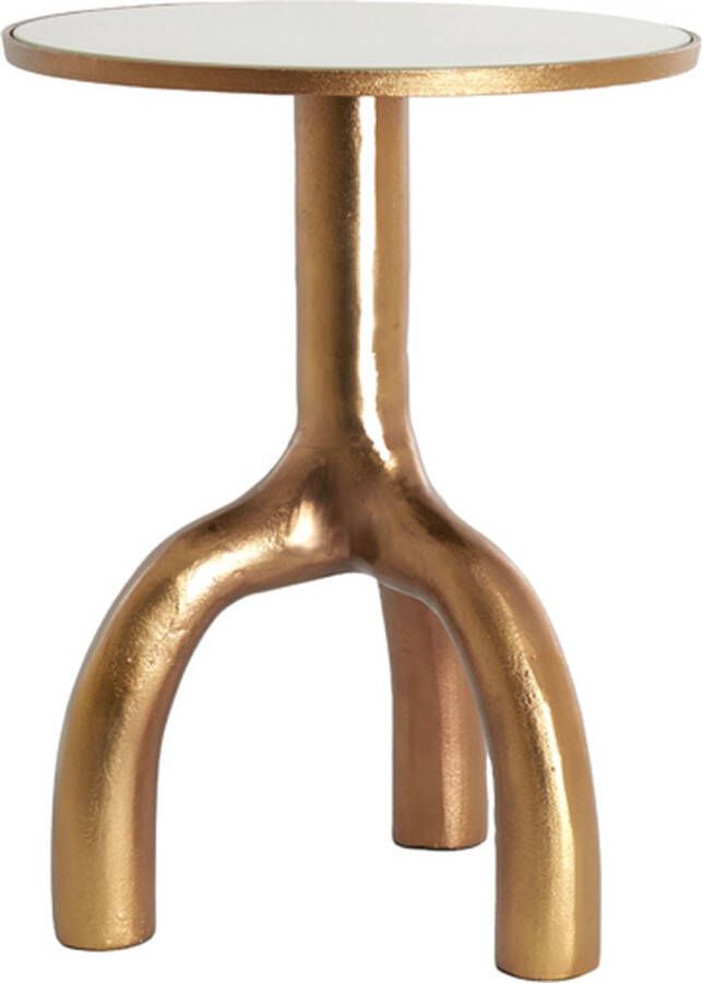 Light & Living Light&living Bijzettafel Ø40 5x53 cm MELLO glans bruin brons+glas taupe