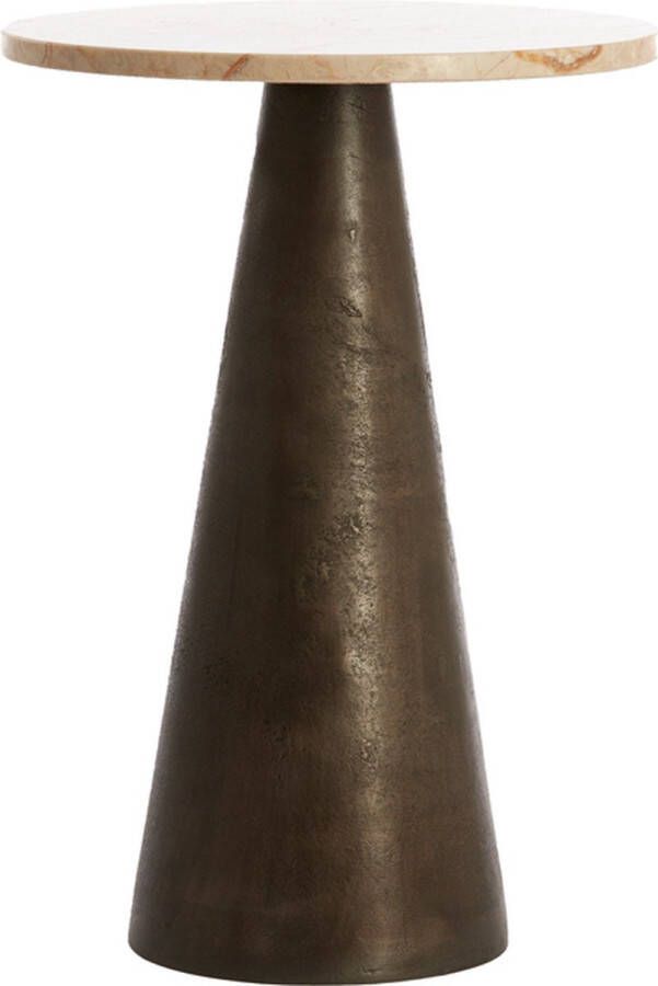 Light & Living Light&living Bijzettafel Ø36x51 cm YNEZ zand-roze marmer+donker bruin