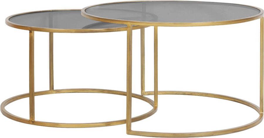 Light & Living Salontafel Duarte Set van 2 stuks Goud Smoke Rond