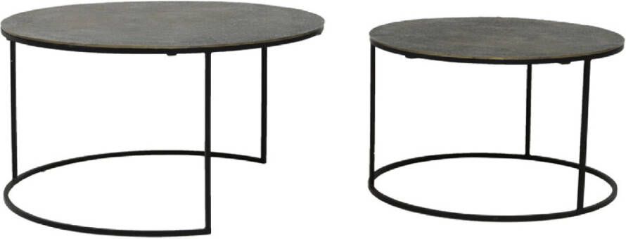 Light & Living Light&living Salontafel S|2 Ø61x37+Ø76x41 cm RENGO relief antiek brons