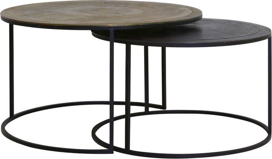 Light & Living Salontafel Talca Set van 2 stuks 67 75cm Antiek Koper Brons Rond