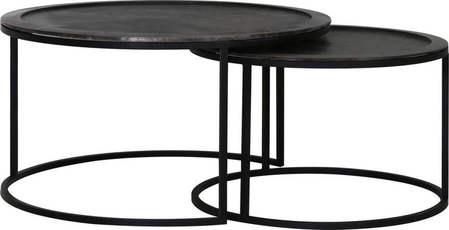 Light & Living Talca Deep Edge Ronde Salontafel Set van 2 Ø78 en Ø60 cm Zwart