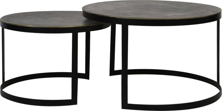 Light & Living Light&living Salontafel S|2 Ø62x41+Ø76x46 cm TRELO antiek brons-zwart