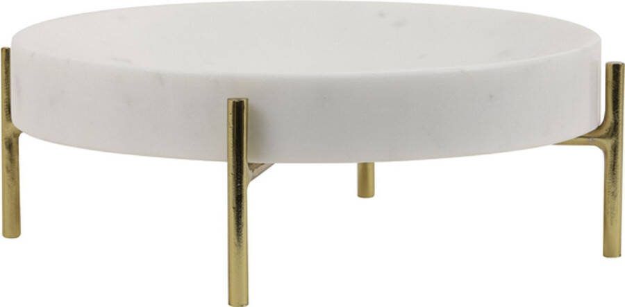 Light & Living Light&living Schaal op voet Ø27x9 cm ELSEMIEK grijs-wit marmer+goud
