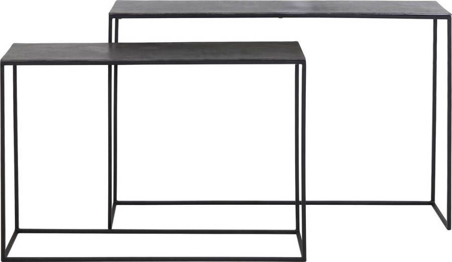 Light & Living Boca Rechthoekige Bijzettafel Ruw Antiek Lood 100x25x70 cm + 120x25x80 cm