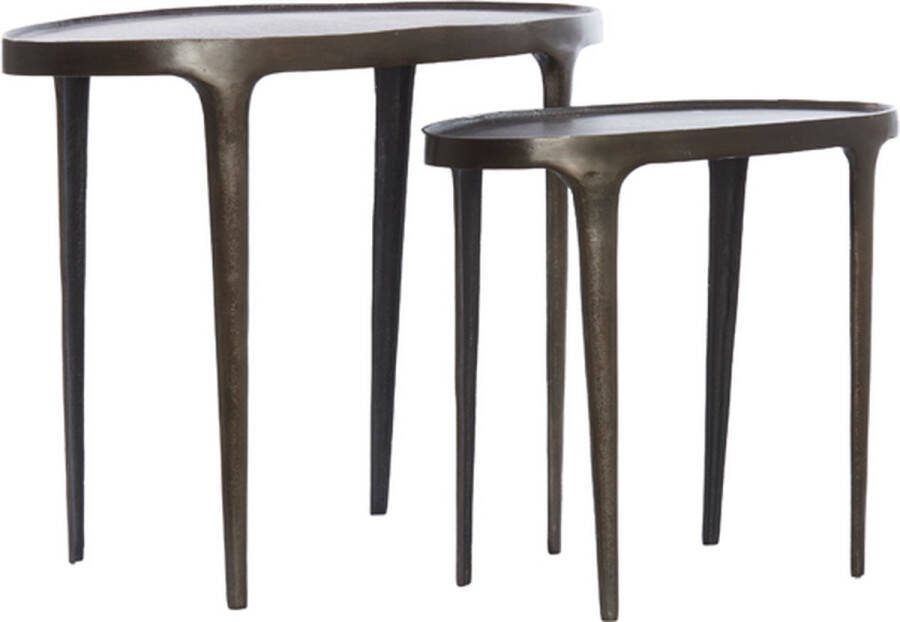 Light & Living Light&living Bijzettafel S|2 55x25 5x44+70x33x53 cm ARICA donker bruin