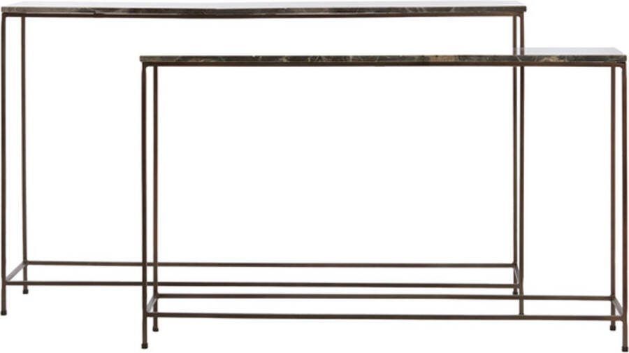 Light & Living Light&living Side table S|2 120x21x72+140x25x82 cm MORENA bruin mar...