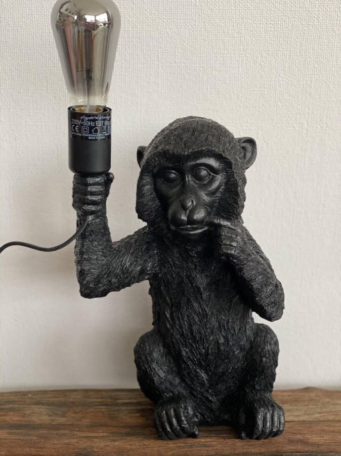 Light & Living Monkey 24 5x22x41 5 cm tafellamp (Kleur: matzwart)